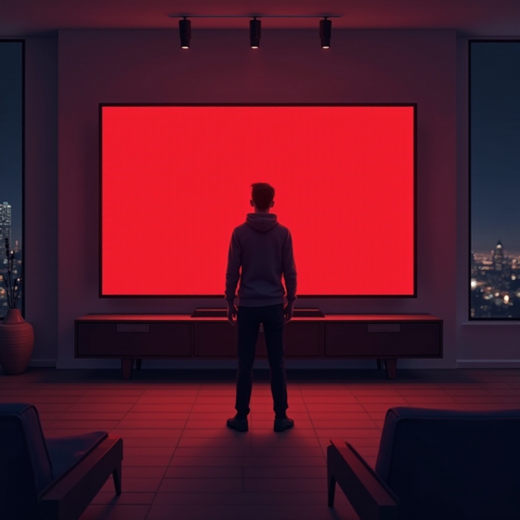 écran rouge de la télévision