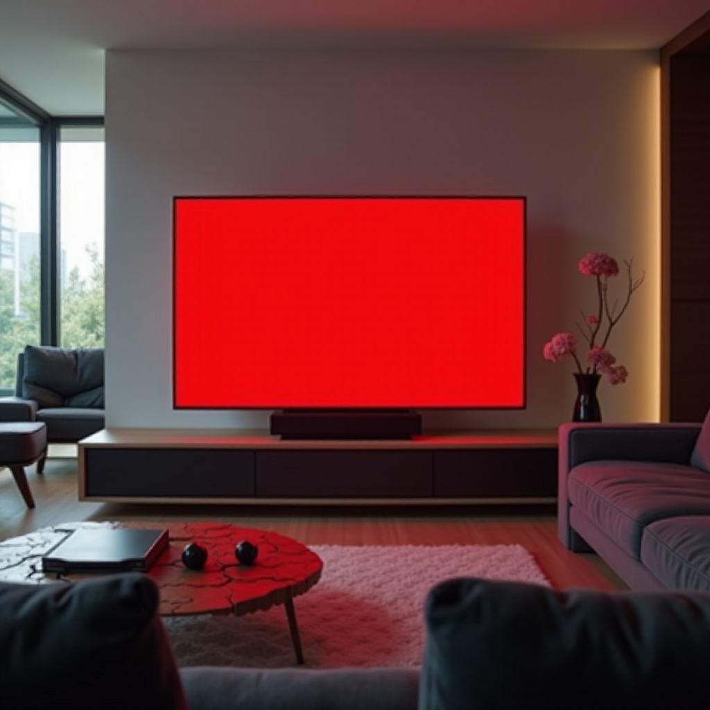 pantalla roja de la televisión