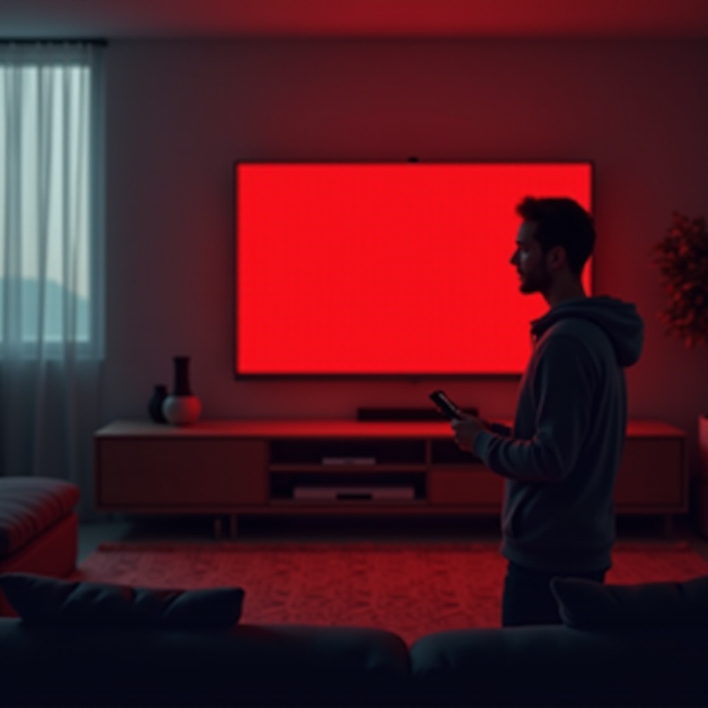 tela vermelha da TV
